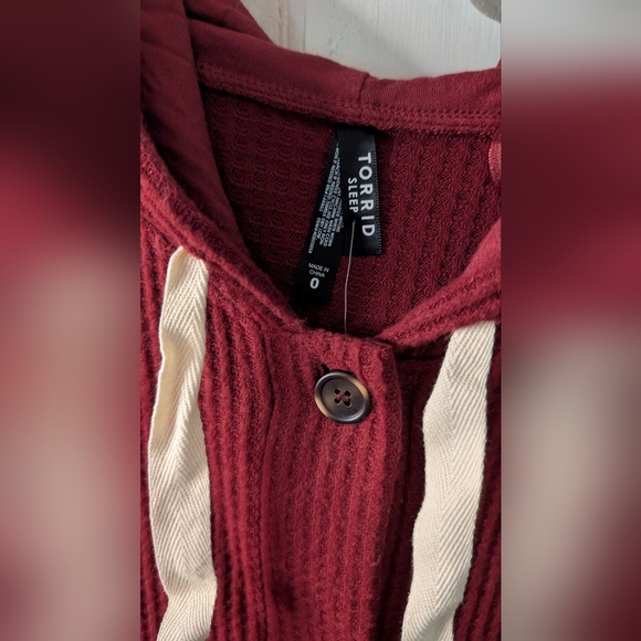 Super Soft Plush Waffle Hooded Button Front Lounge Cardigan NWT 12/L - Picture 3 of 10